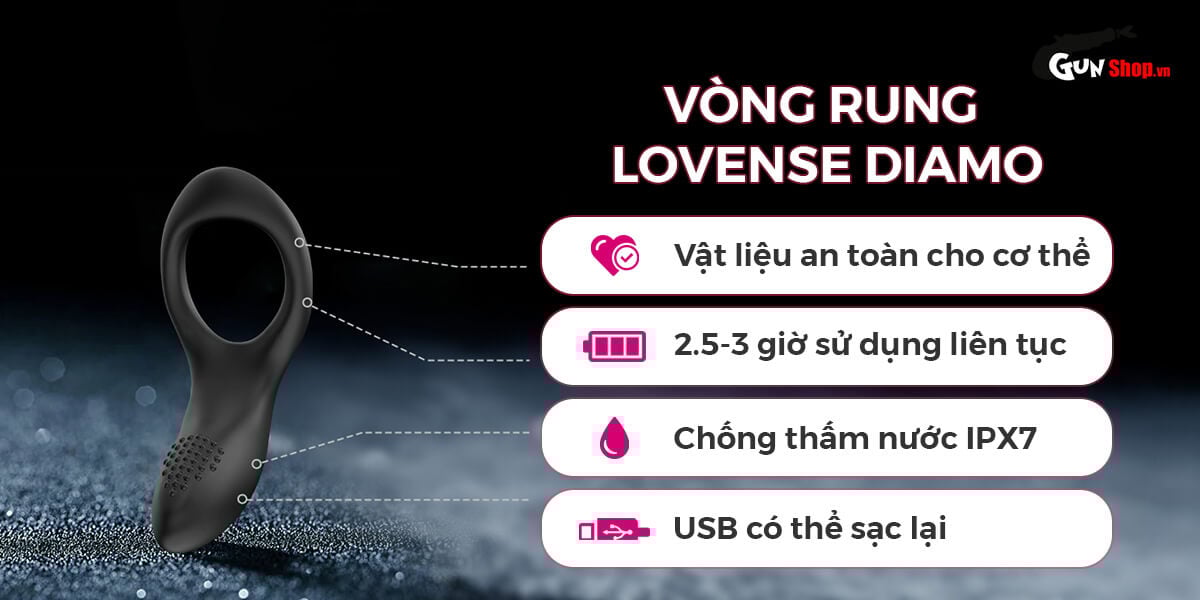 Vòng đeo dương vật Lovense Diamo 10 chế độ điều khiển app