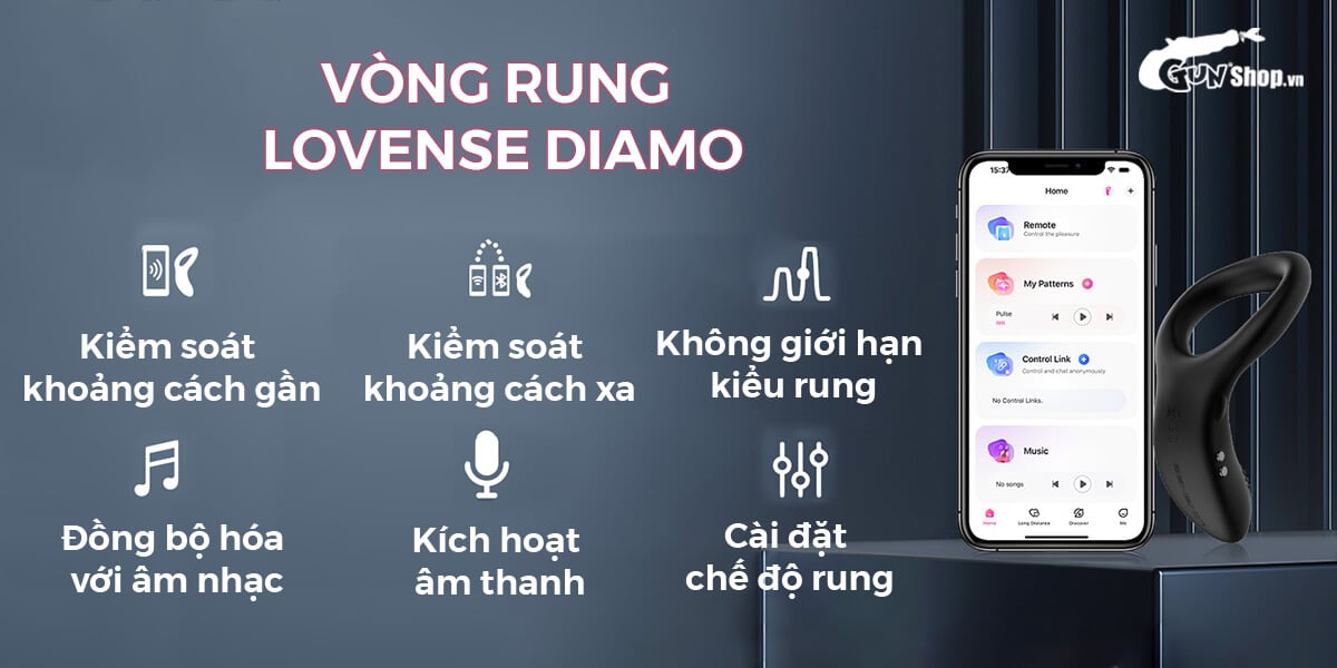 Vòng đeo dương vật Lovense Diamo 10 chế độ điều khiển app