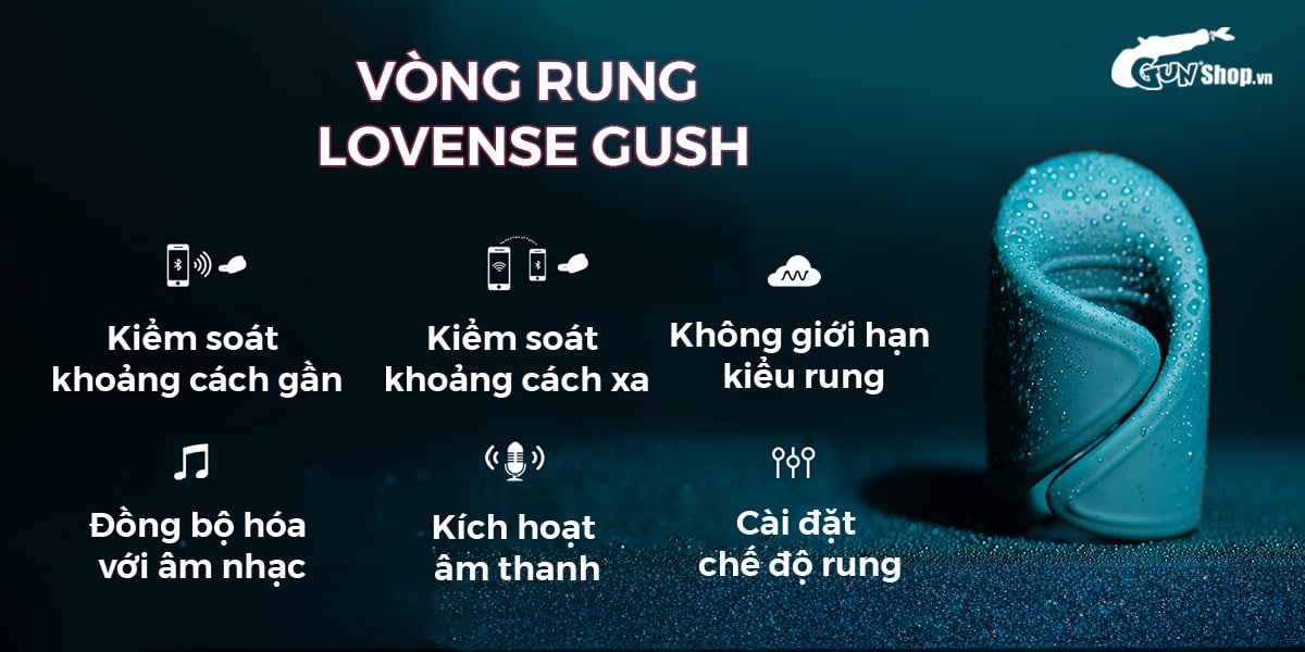 Vòng đeo dương vật Lovense Gush app tăng khoái cảm dễ dùng