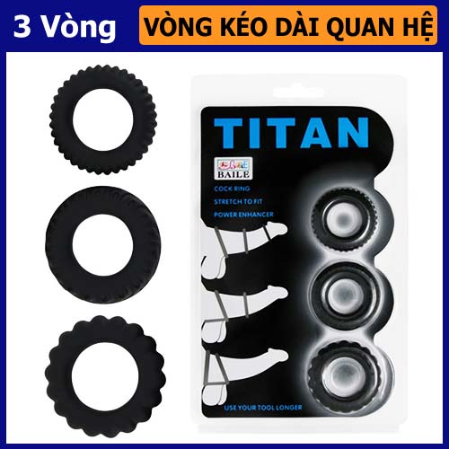 Bộ 3 vòng Titan đeo dương vật chống xuất tinh sớm silicon y tế tăng hưng phấn
