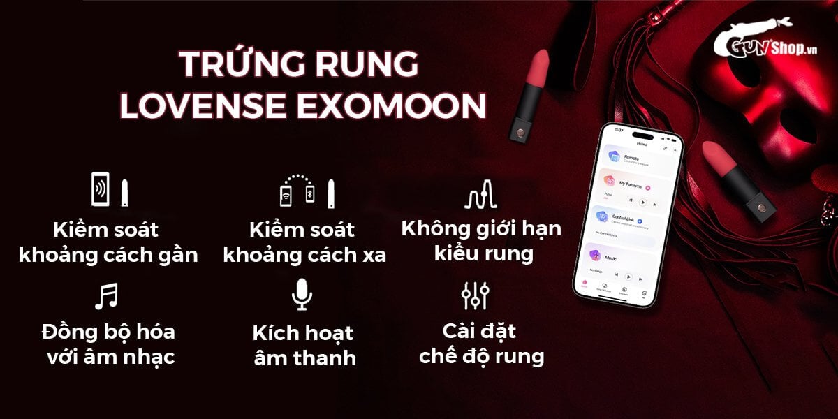 Trứng rung Lovense Exomoon mini nhỏ gọn điều khiển app rung mạnh silicon