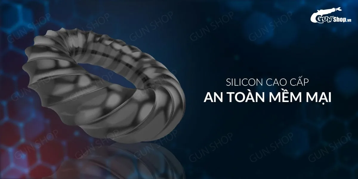 Vòng Đeo Dương Vật Cock Ring Đen 3D Kéo Dài Thời Gian Xuất — hình 3