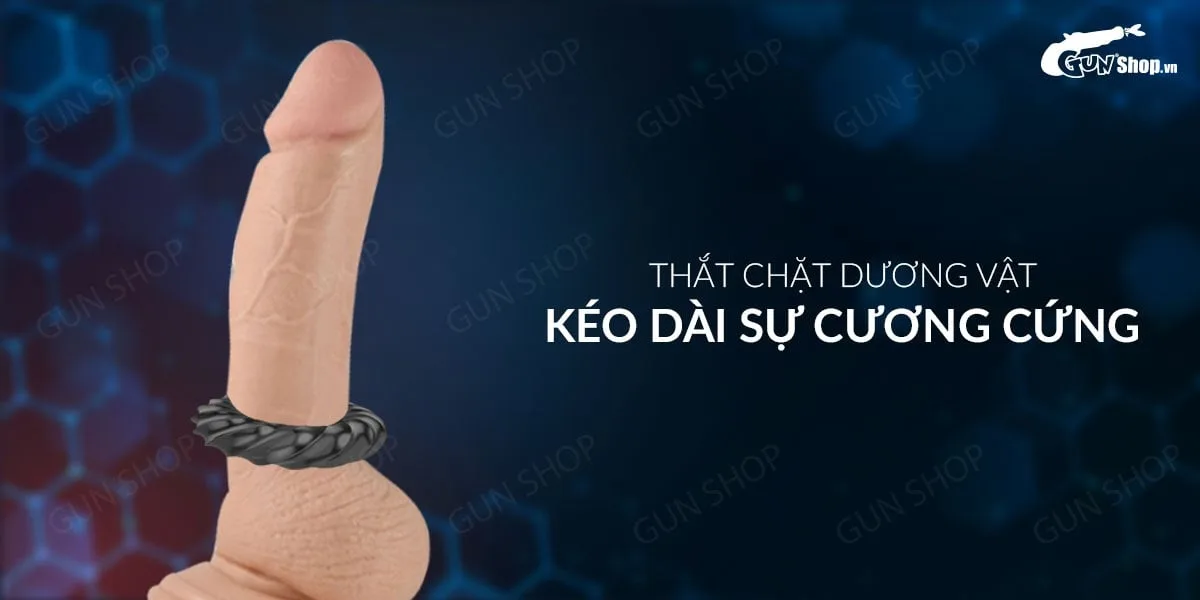 Vòng Đeo Dương Vật Cock Ring Đen 3D Kéo Dài Thời Gian Xuất — hình 4