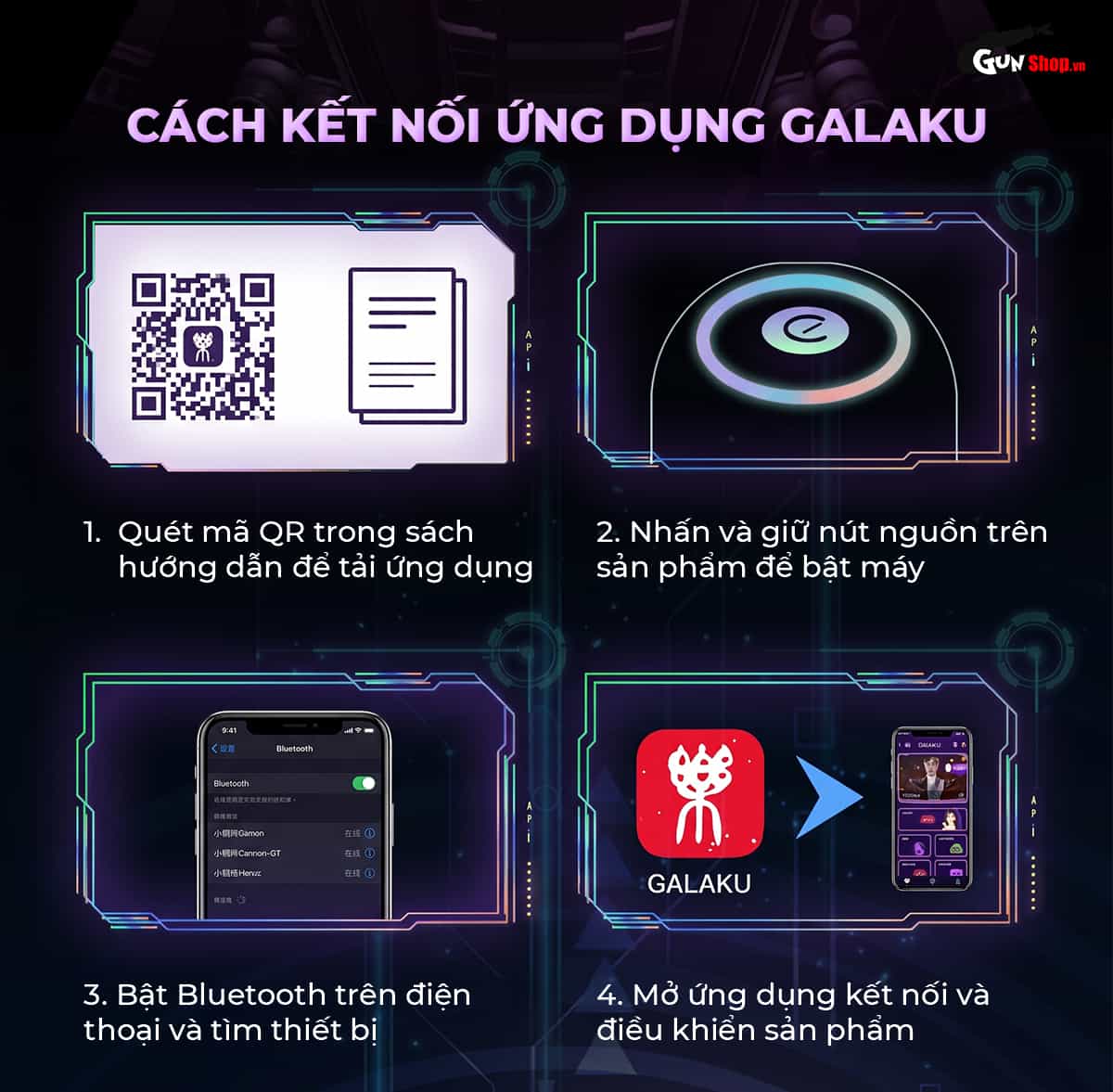 Hướng dẫn kết nối Galaku Cannon 2in1 với ứng dụng