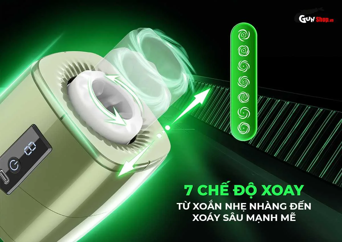 Cốc thủ dâm Ailebo tự động nhỏ gọn rung xoay thụt cực đã — Trải nghiệm 7 chế độ xoay mô phỏng chân thực cảm giác xoắn