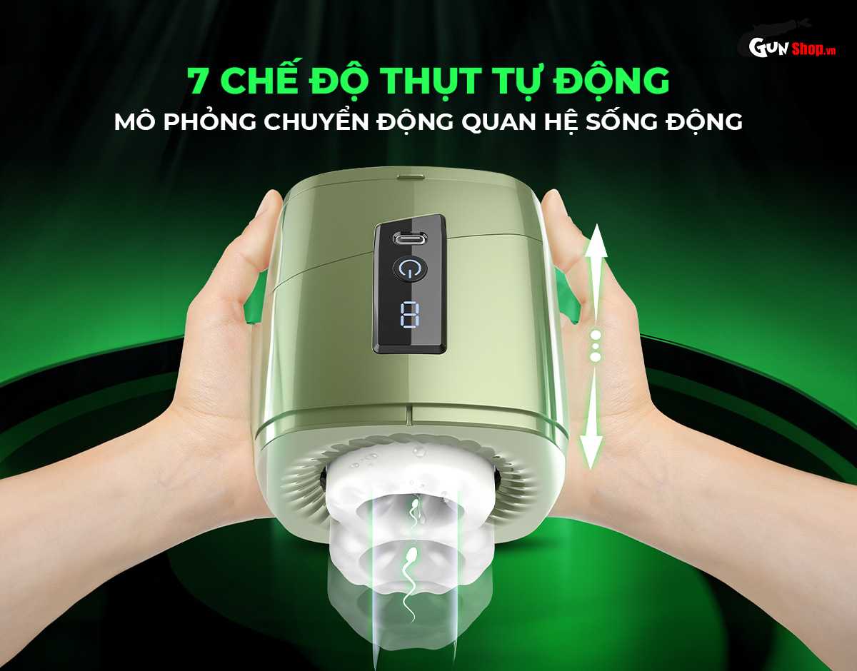 Cốc thủ dâm Ailebo tự động nhỏ gọn rung xoay thụt cực đã — 7 chế độ thụt tự động mô phỏng chuyển động quan hệ sống động