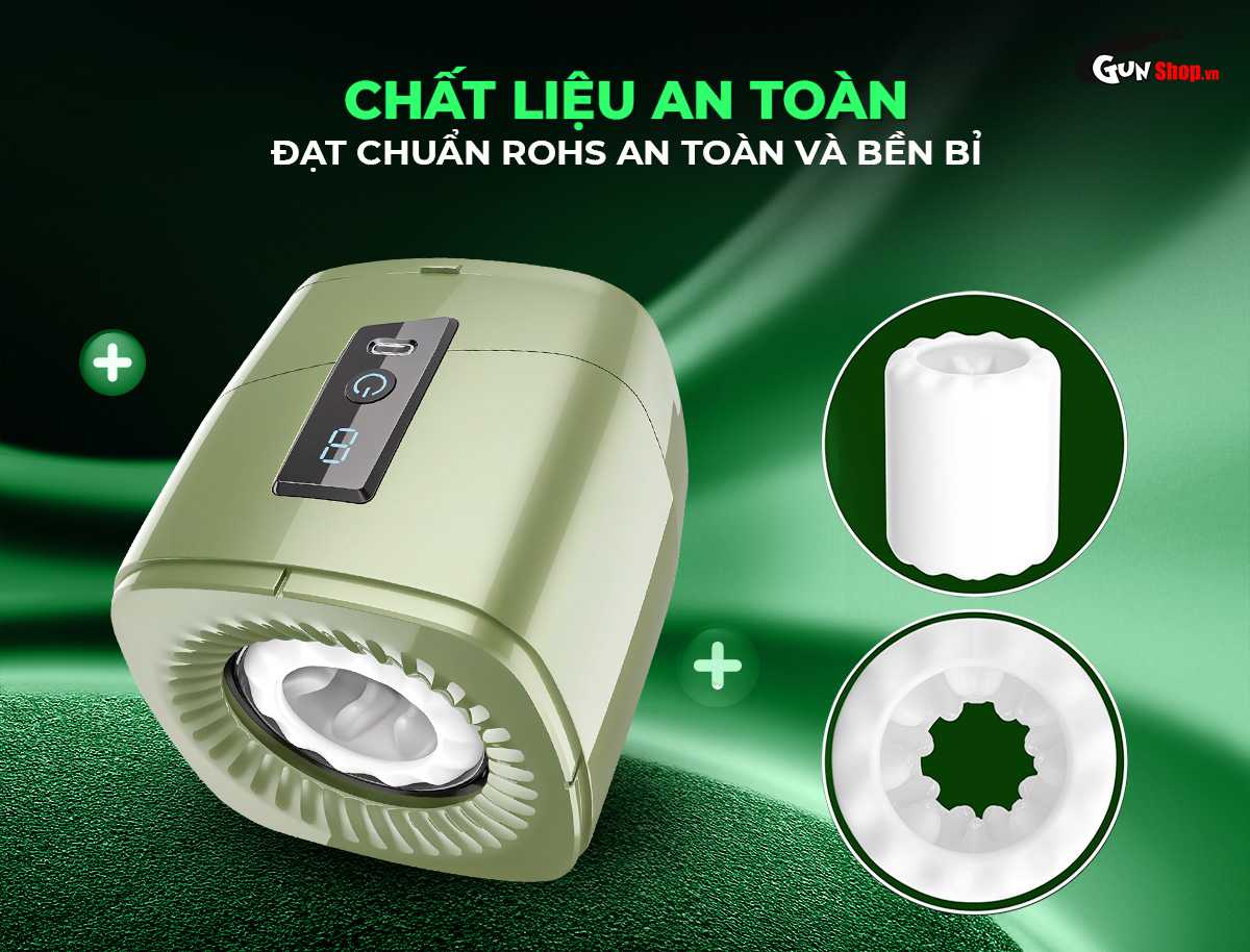 Cốc thủ dâm Ailebo tự động nhỏ gọn rung xoay thụt cực đã — Chất liệu cao cấp đạt chuẩn RoHS an toàn và bền bỉ vượt trội