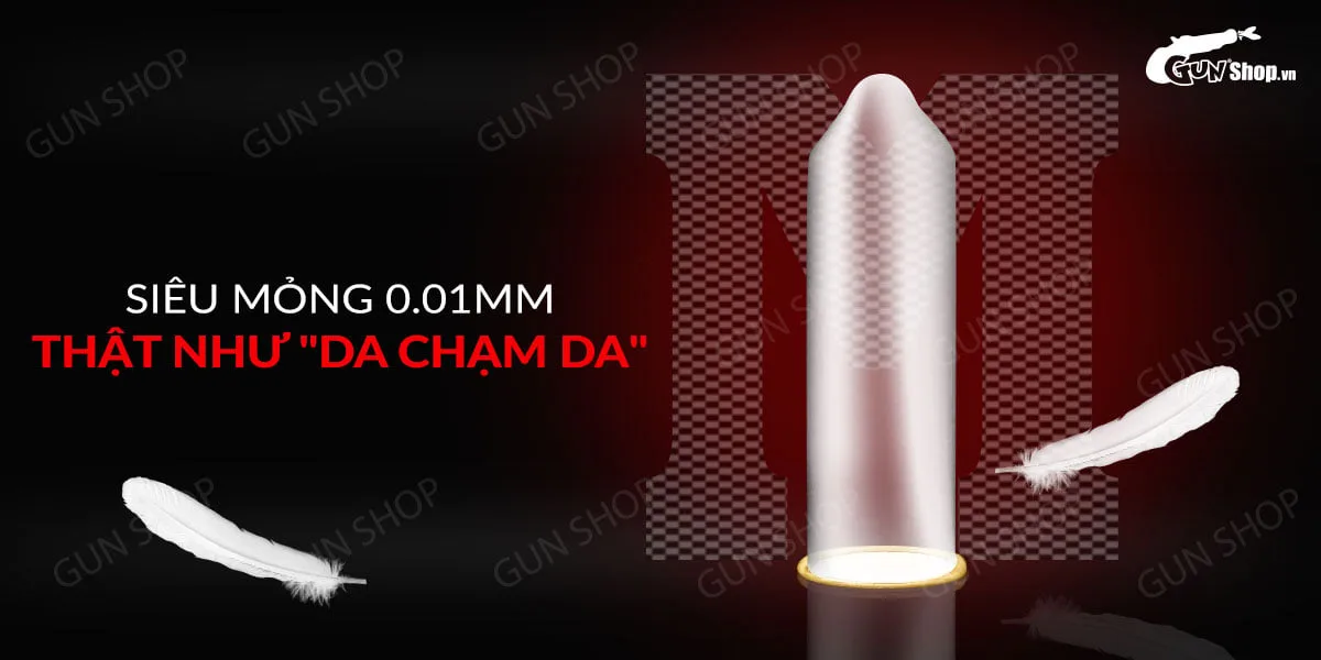 Bao cao su Muaisi 0.01 Đen - Siêu mỏng 0.01mm - Hộp 10 cái — Thiết kế siêu mỏng và đàn hồi tuyệt vời