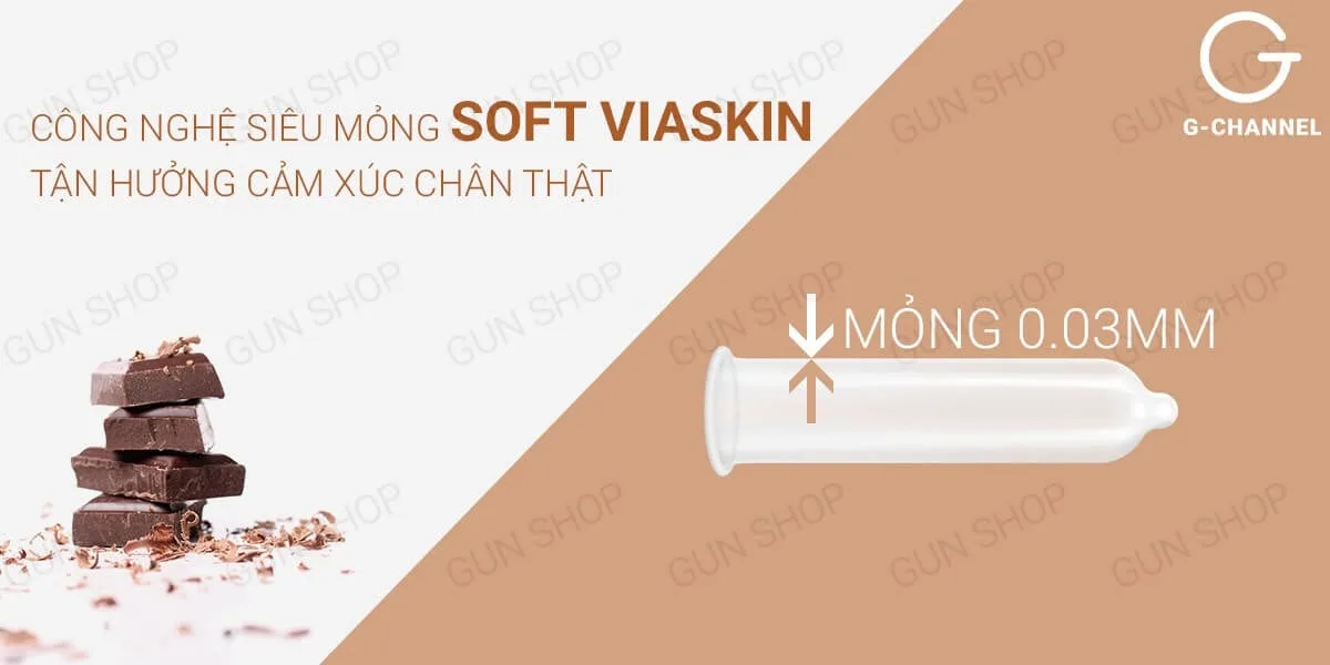 Bao cao su Nakanishi siêu mỏng 0.03mm hương socola hộp 4 — Thiết kế siêu mỏng 0.03mm – Tận hưởng cảm giác chân thực