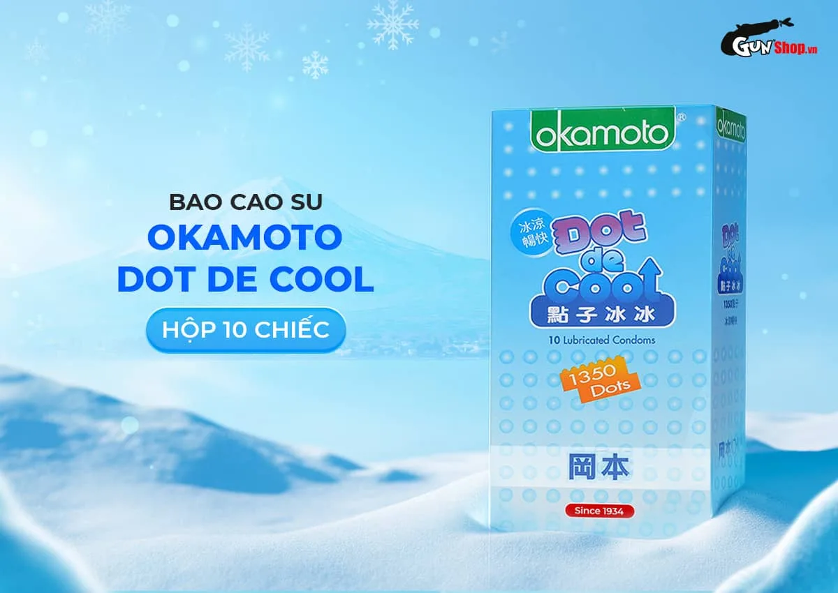 Okamoto Dot De Cool hộp 10 cái Gai lạnh tăng khoái cảm, bền lâu