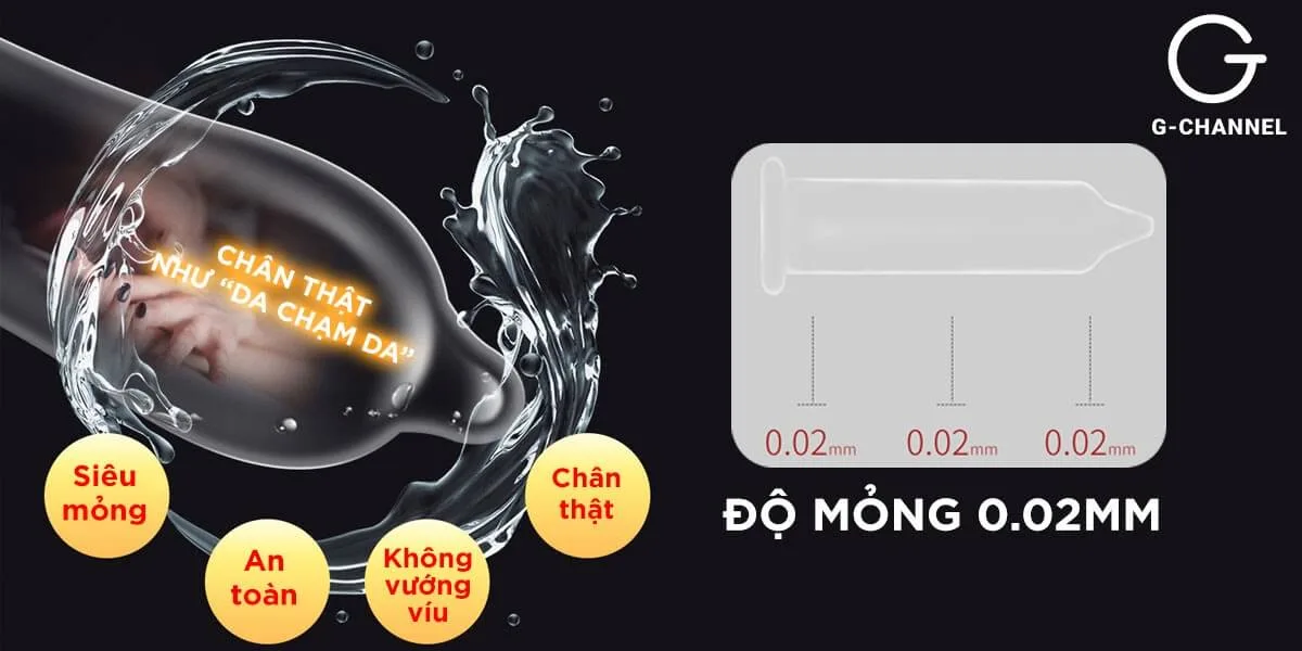 Bao cao su Sagami 002 siêu mỏng 0.02mm - Hộp 2 cái hàng — Công nghệ siêu mỏng – Cảm giác “da chạm da” đỉnh cao