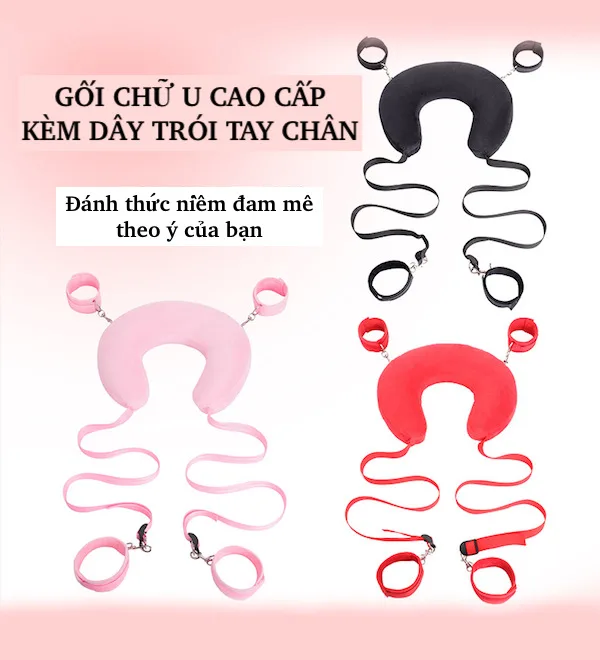 Bộ Trói Tay Chân Cổ Gối Chữ U Đệm Bông Đồ Chơi BDSM Cao Cấp