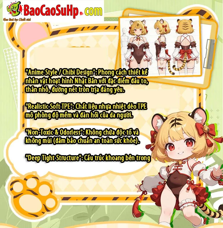 Búp bê tình dục bán thân mini size Chibi Anime COC Tiger — hình 9
