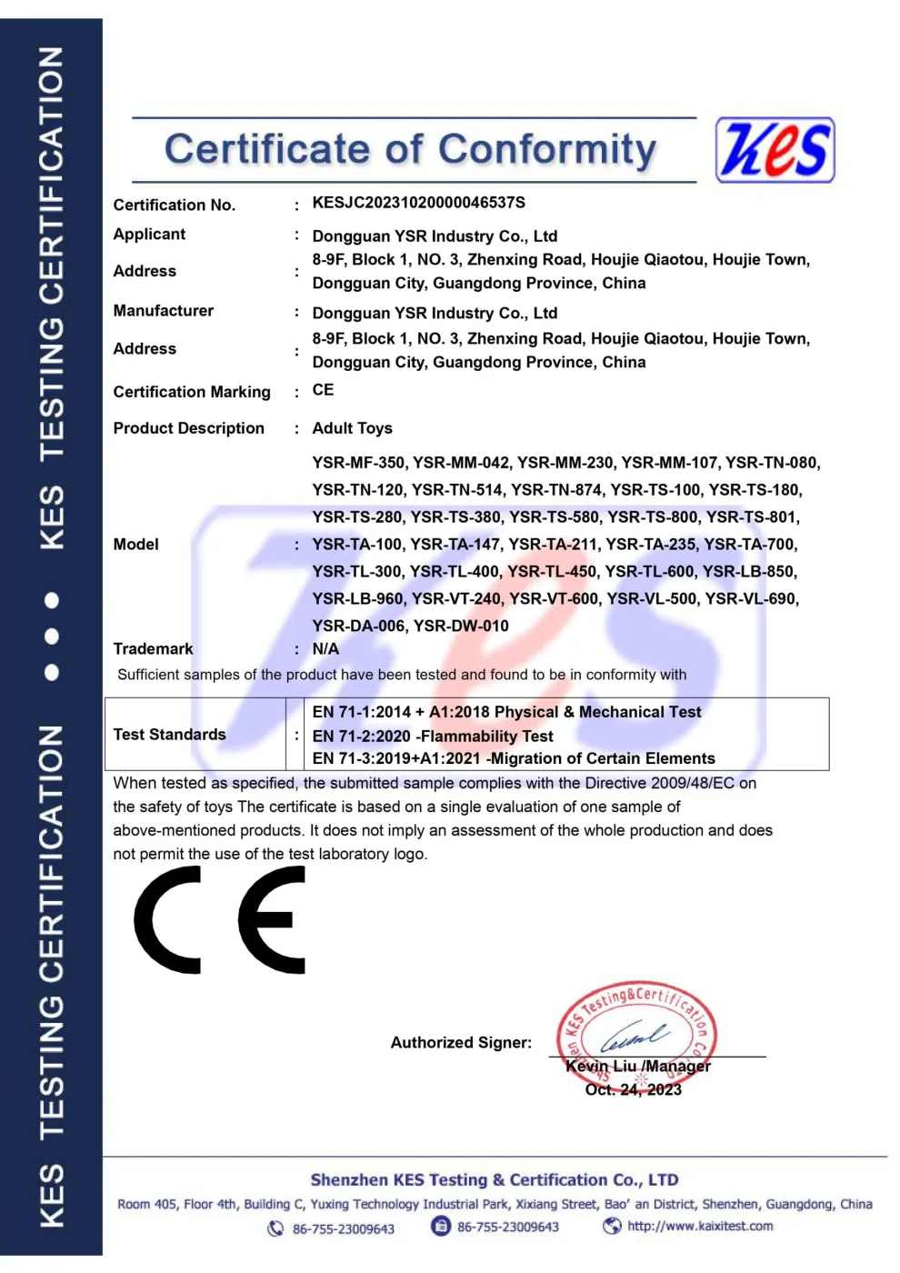 Chứng chỉ CE của búp bê tình dục bán thân Tracy Cat