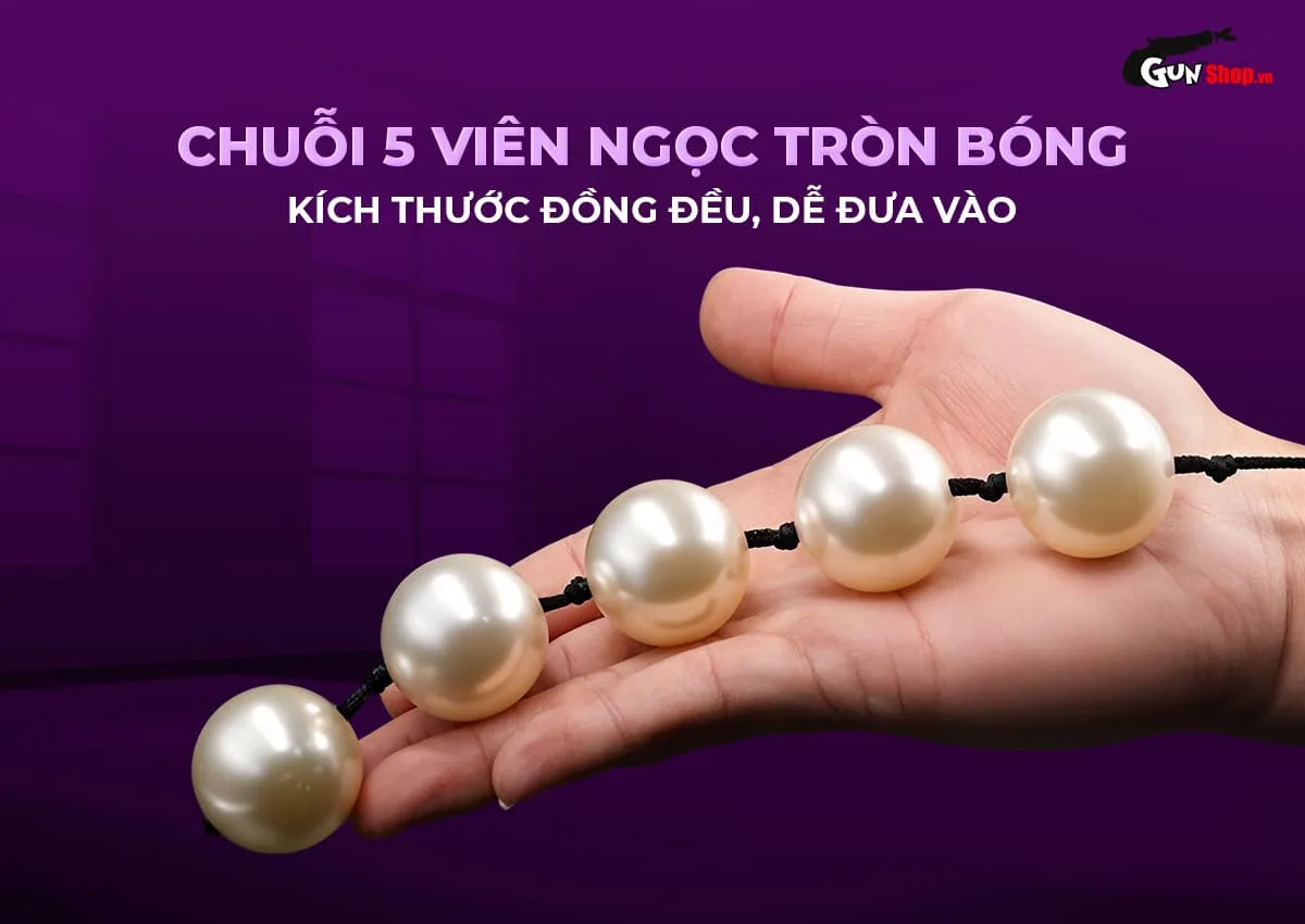 Chuỗi hạt ngọc trai kích thích hậu môn an toàn dễ sử dụng — Chuỗi 5 viên ngọc tròn bóng – Kích thước đồng đều, dễ đưa