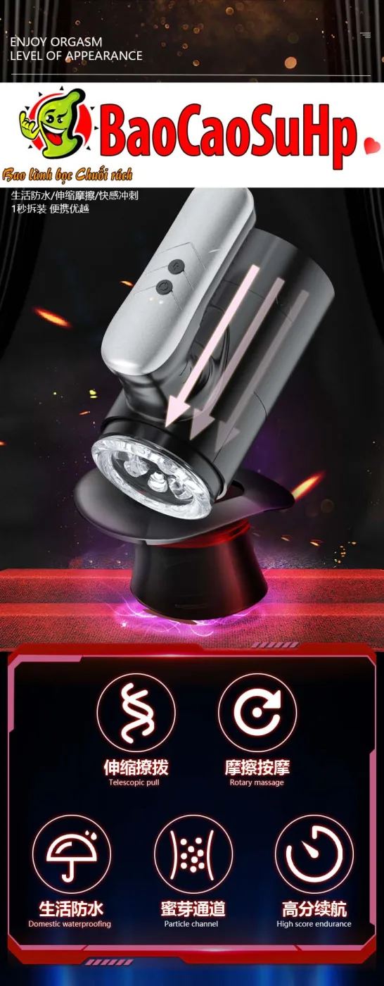 Cốc thủ dâm tự động Black Mark thụt lên xuống nhỏ gọn mạnh mẽ RC-015 - ảnh giới thiệu 3