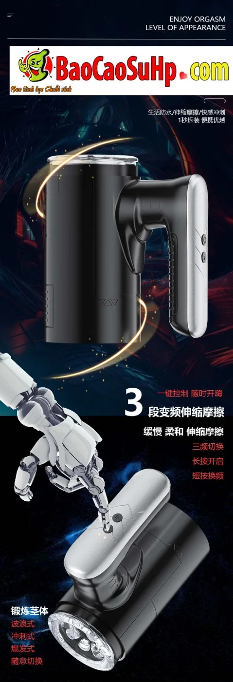 Cốc thủ dâm tự động Black Mark thụt lên xuống nhỏ gọn mạnh mẽ RC-015 - ảnh giới thiệu 6