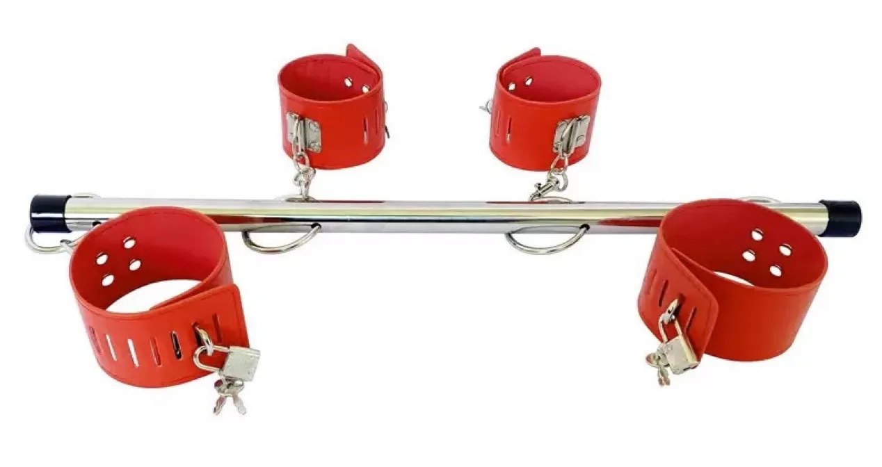 Còng tay chân cố định bằng đòn sắt – Sextoy bạo dâm BDSM — Ngoài ra, các chốt khóa và dây buộc đều được thiết kế an