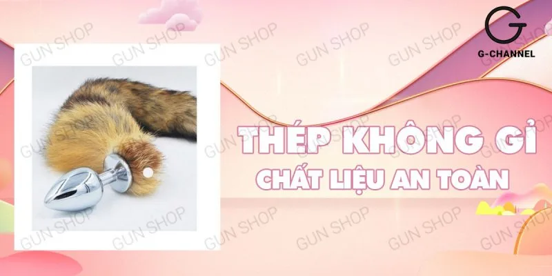 Đuôi cáo inox gắn hậu môn — Phần đuôi cáo làm từ lông chồn mềm mượt hoàn toàn không gây