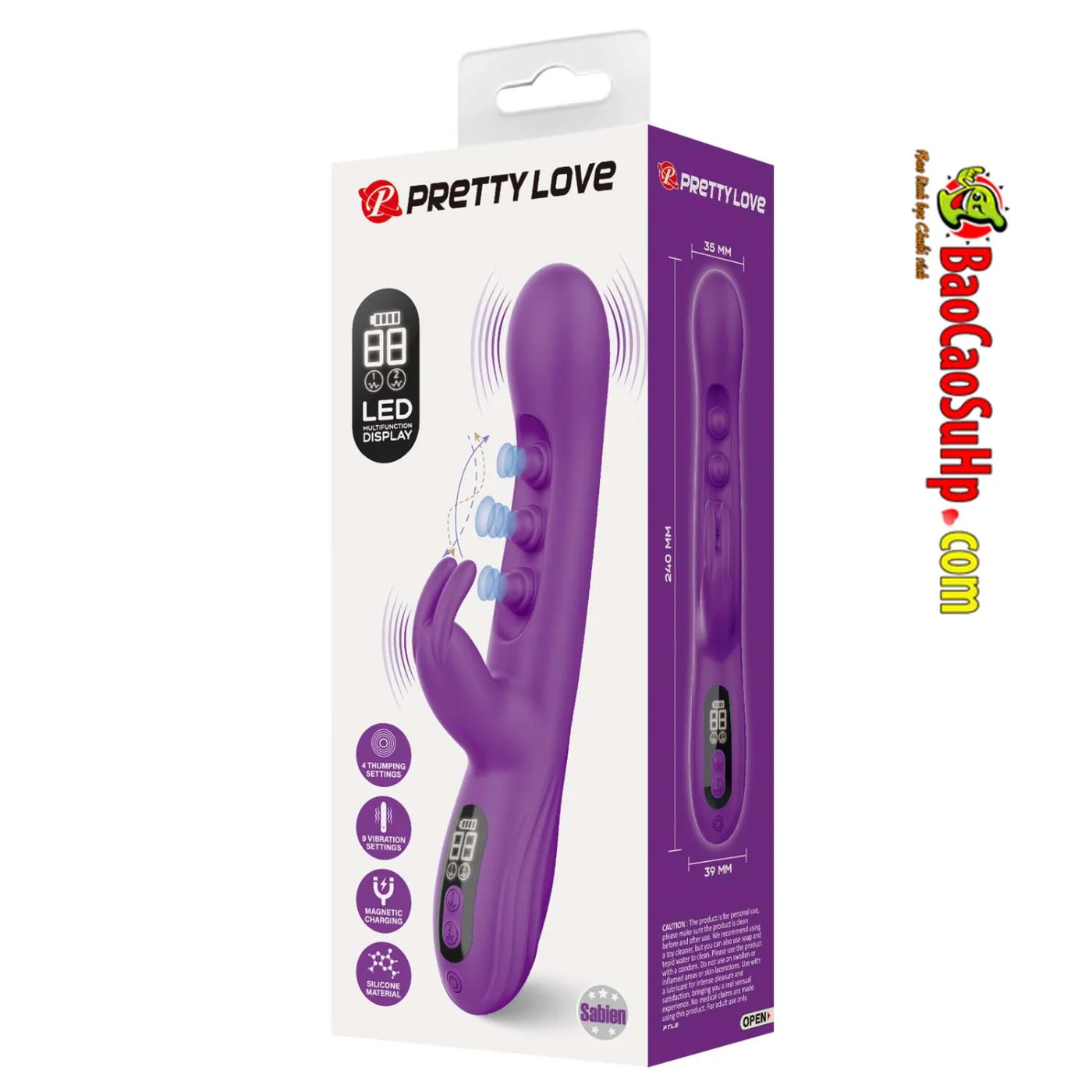 Dương vật giả tai thỏ LCD đa chức năng Prettylove Sabian — hình 15