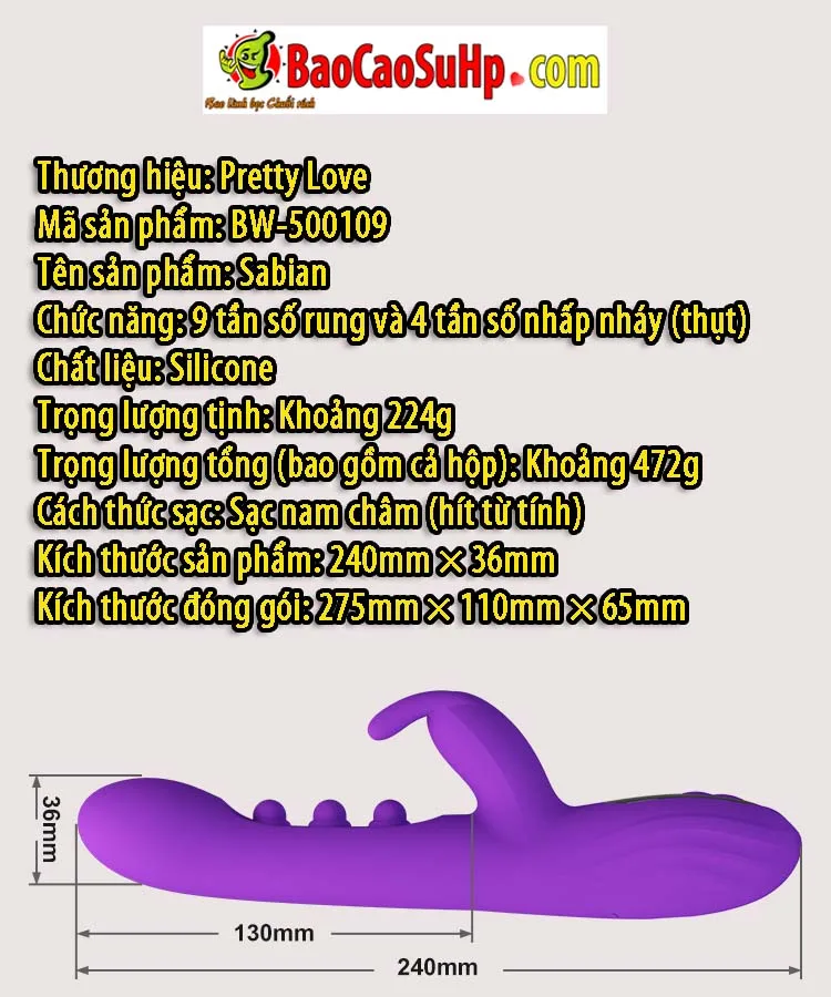 Dương vật giả tai thỏ LCD đa chức năng Prettylove Sabian — hình 3