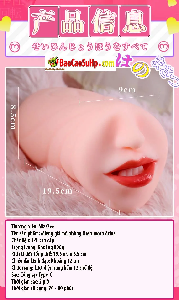 Miệng giả nguyên khối Hashimoto Arina liếm rung 800g TPE — hình 47