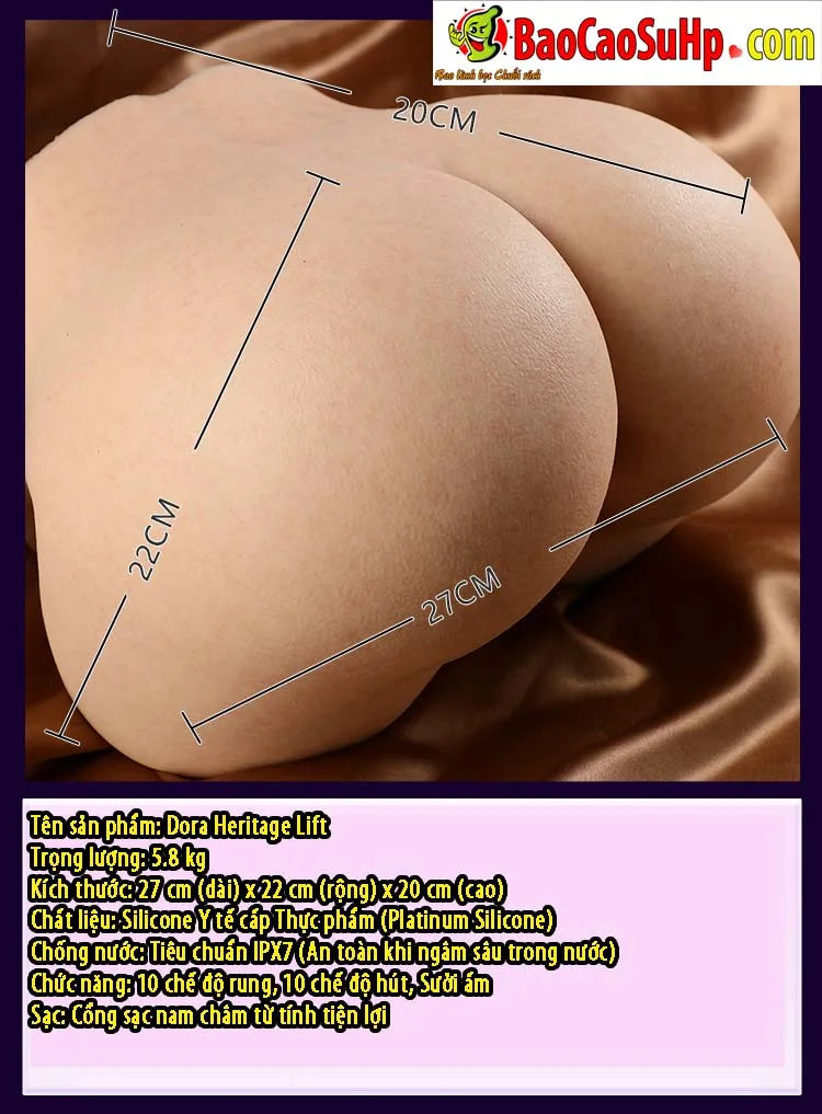 Mong gia nguyen khoi Silicone Dora Heritage Lift 24 - Mông giả nguyên khối Silicone Dora Heritage Lift Rung hút phát nhiệt 5.8kg
