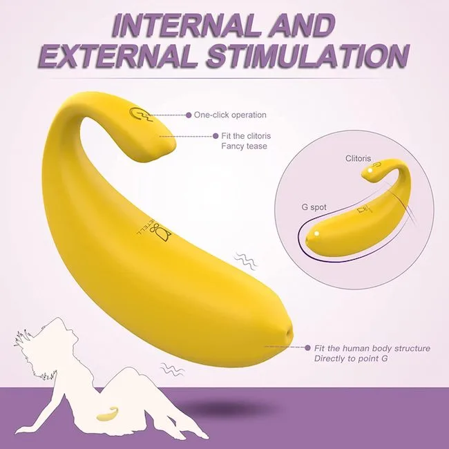 Trứng rung quả chuối S-Hande Naughty Banana cao cấp sành — Điều khiển từ xa tiện lợi
