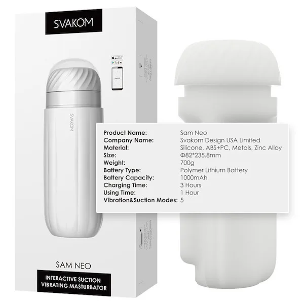 Âm đạo giả điều khiển app tương tác webcam, Svakom Sam Neo — Thiết kế và chất liệu cao cấp