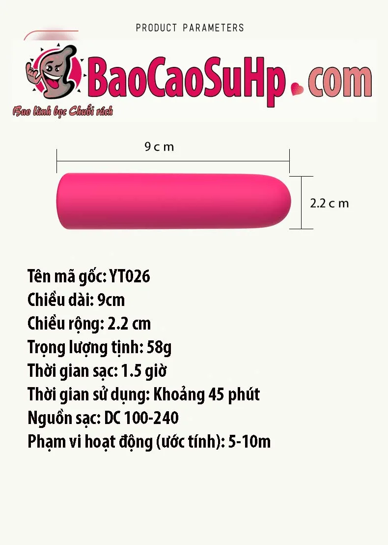 Trứng rung điều khiển từ xa mini Bulet Diamon Falvor Pink — 2. Thông số kỹ thuật chi tiết