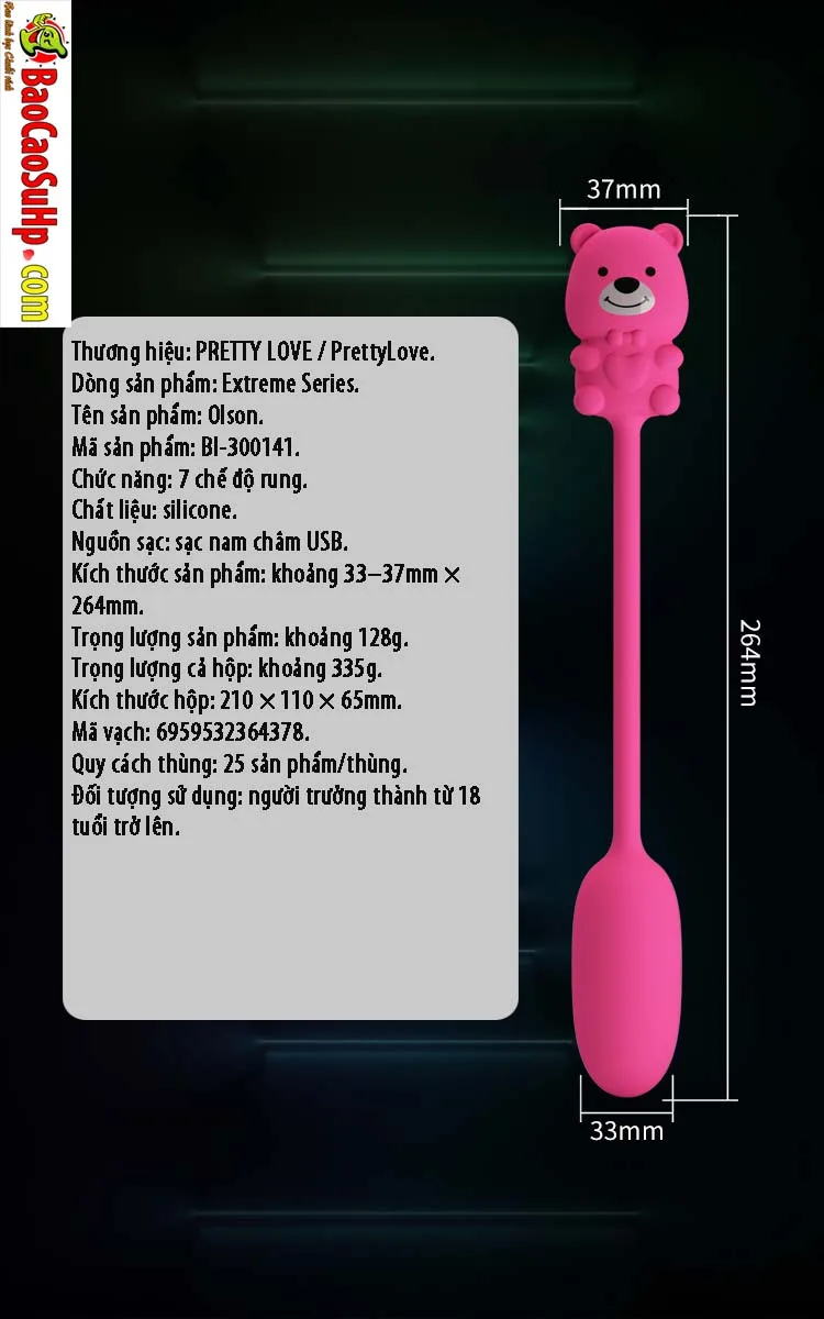 Trứng rung Prettylove Silicone Gấu Olson BI-300141: rung — hình 24