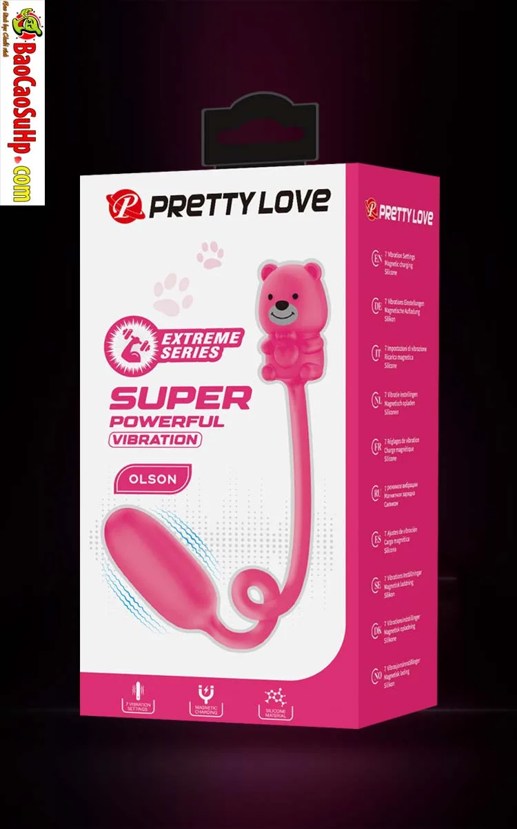 Trứng rung Prettylove Silicone Gấu Olson BI-300141: rung — Chống nước sinh hoạt, dễ vệ sinh nhưng không nên ngâm lâu