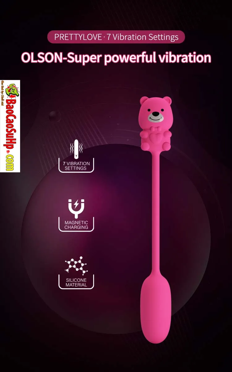 Trứng rung Prettylove Silicone Gấu Olson BI-300141: rung — Kiểu dáng mềm, dài, dễ điều chỉnh theo cơ thể