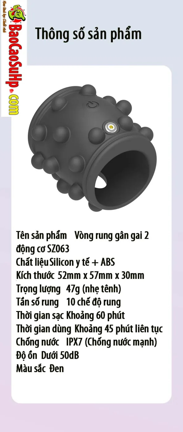 Vòng đeo dương vật Gân Gai nổi mềm mại rung mạnh mẽ SZ063 — hình 18