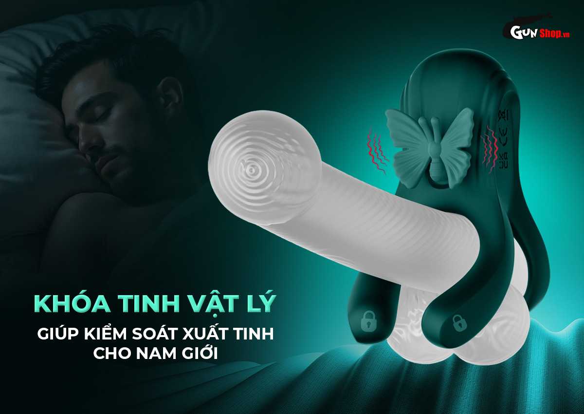 Vòng rung đôi Butterfly Ring 2 cánh bướm siêu kích thích phê — Khóa tinh vật lý giúp kiểm soát xuất tinh cho nam giới