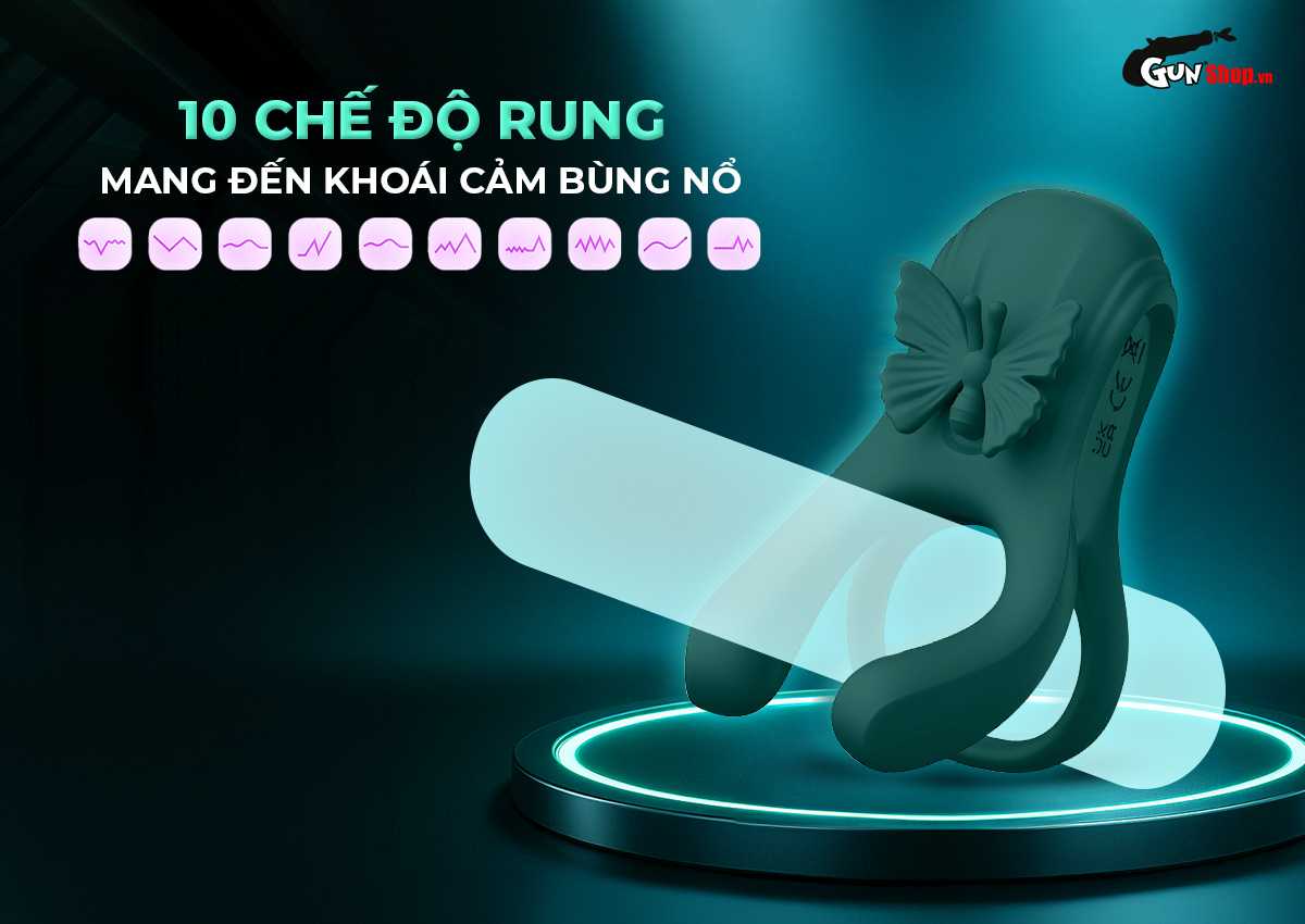 Vòng rung đôi Butterfly Ring 2 cánh bướm siêu kích thích phê — Mười chế độ rung đa dạng mang đến khoái cảm bùng nổ