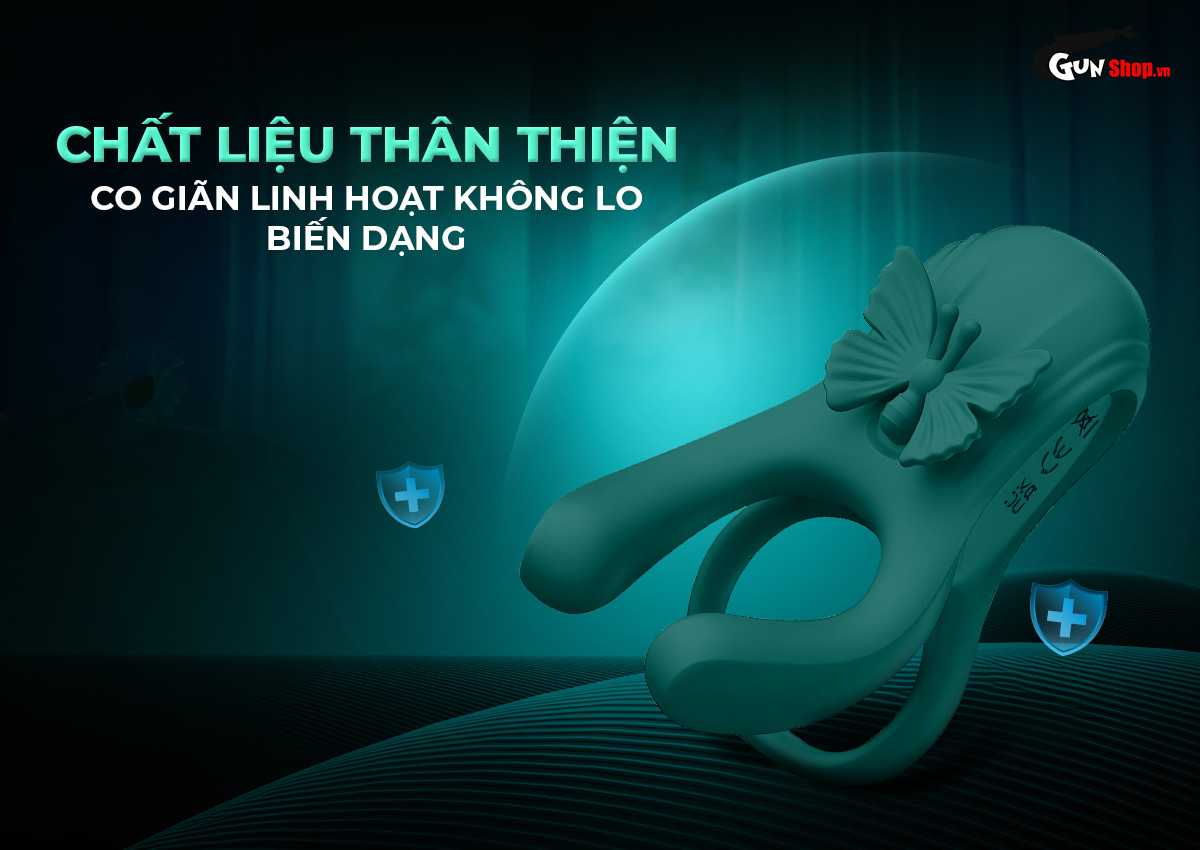Vòng rung đôi Butterfly Ring 2 cánh bướm siêu kích thích phê — Chất liệu thân thiện với da, co giãn linh hoạt không biến