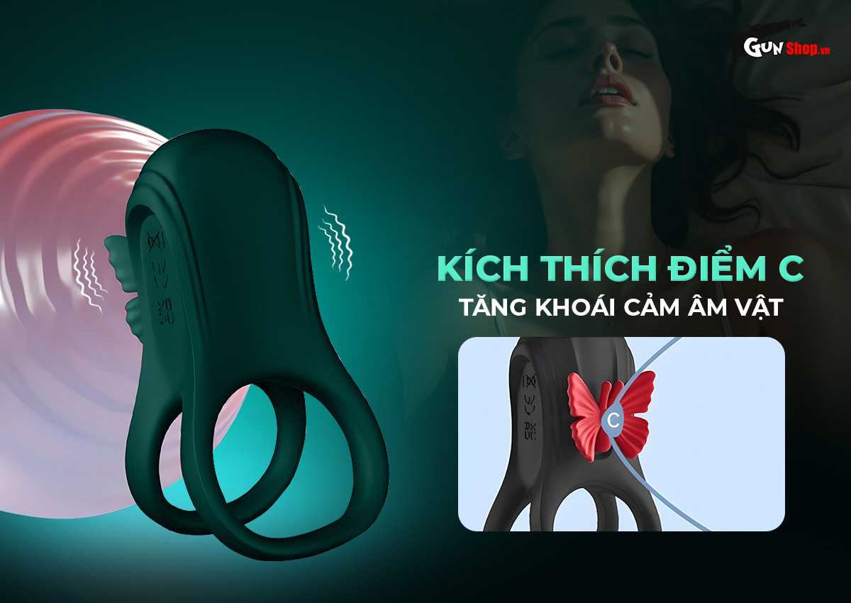 Vòng rung đôi Butterfly Ring cánh bướm tăng khoái cảm cực — Kích thích điểm C tăng khoái cảm âm vật
