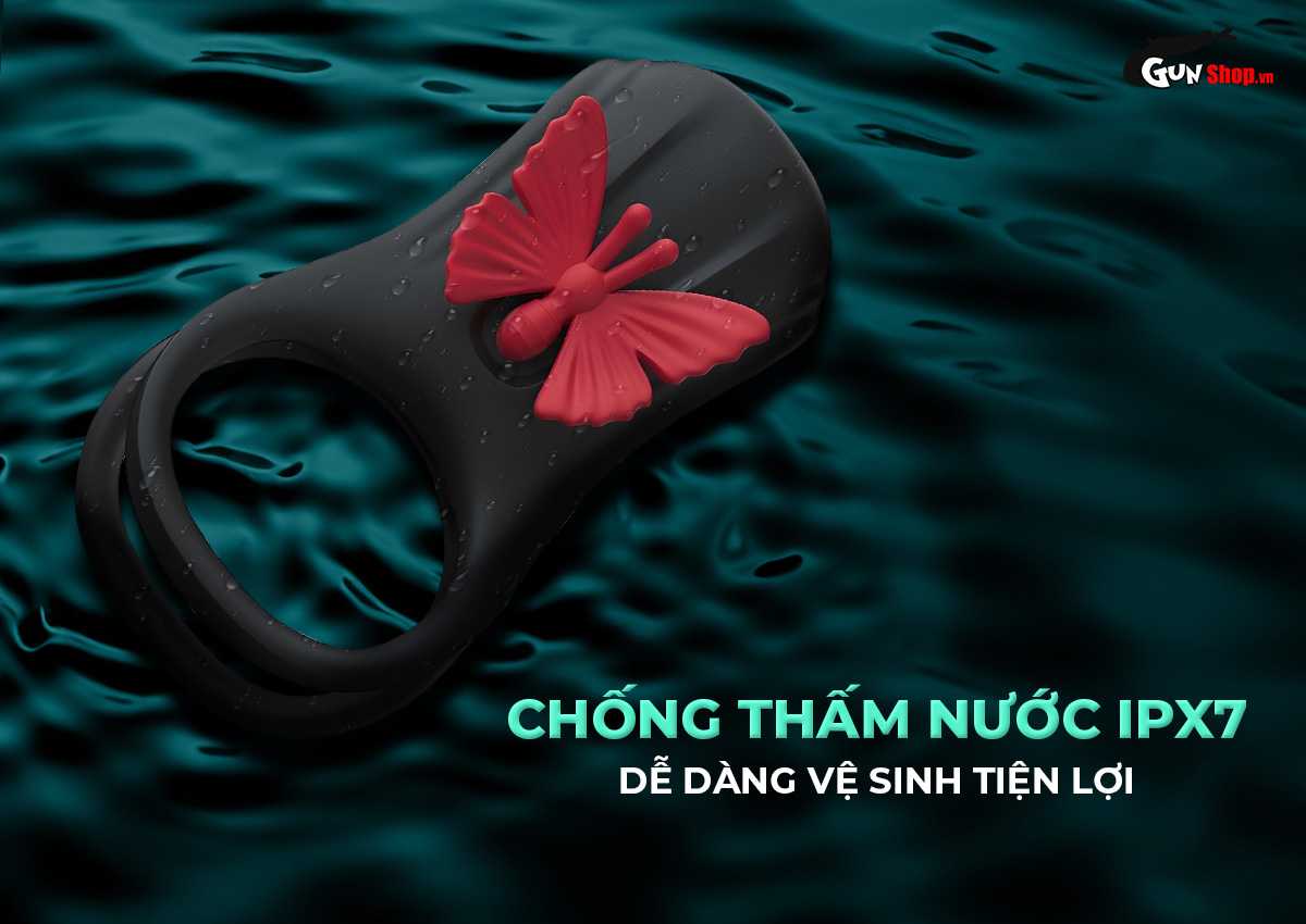 Vòng rung đôi Butterfly Ring cánh bướm tăng khoái cảm cực — Chống nước IPX7 dễ vệ sinh nhưng tránh ngâm toàn bộ