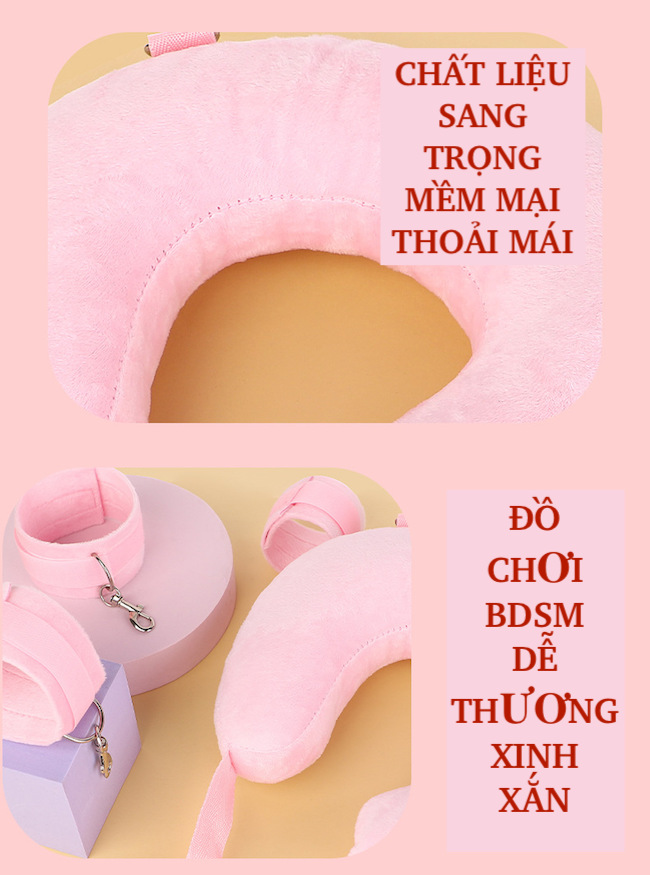Bộ trói tay chân cổ gối chữ U đệm bông cao cấp BDSM