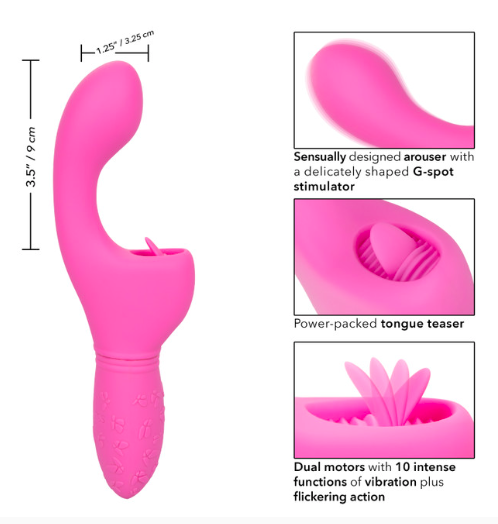 Dương vật giả CalExotics Kiss Flicker rung điểm G lưỡi liếm