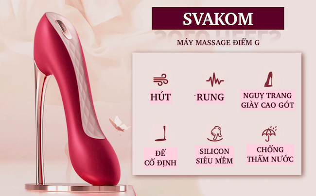 Máy massage 2 đầu Svakom Hill, rung bú hút mạnh, giày cao gót