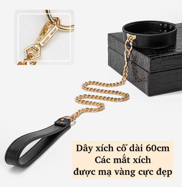 Bộ đồ chơi BDSM 8 món da cao cấp đỏ đen sang trọng kích thích