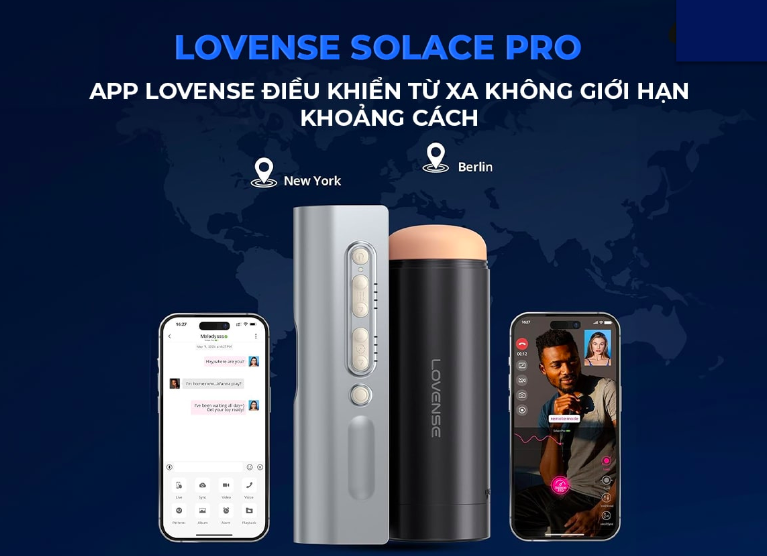Lovense Solace Pro AI máy thủ dâm cao cấp âm đạo giả kết nối app tiện lợi