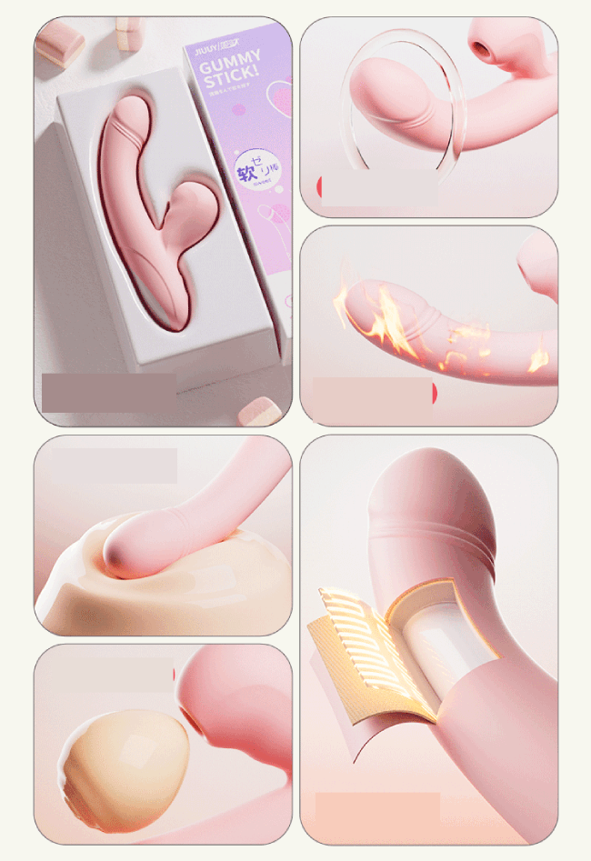 Dương vật giả Jiuuy Gummy rung mút siêu mềm phát nhiệt kích thích