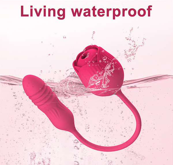 Trứng rung hoa hồng 2 đầu thụt hút massage điểm G mạnh mẽ