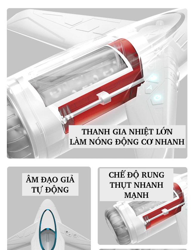 Âm đạo giả máy bay thương mại rung thụt toả nhiệt 10 chế độ cao cấp