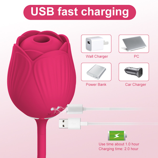 Trứng rung hoa hồng 2 đầu thụt hút massage điểm G mạnh mẽ