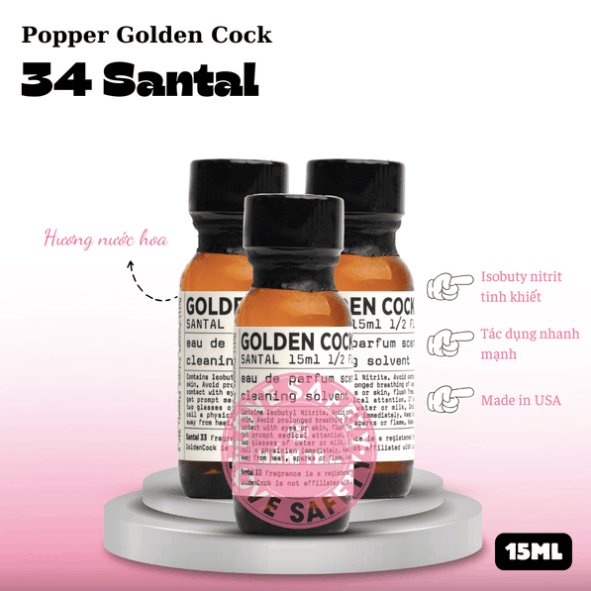 Popper Golden Cock 34 Santal 15ml chính hãng nhanh mạnh kích thích