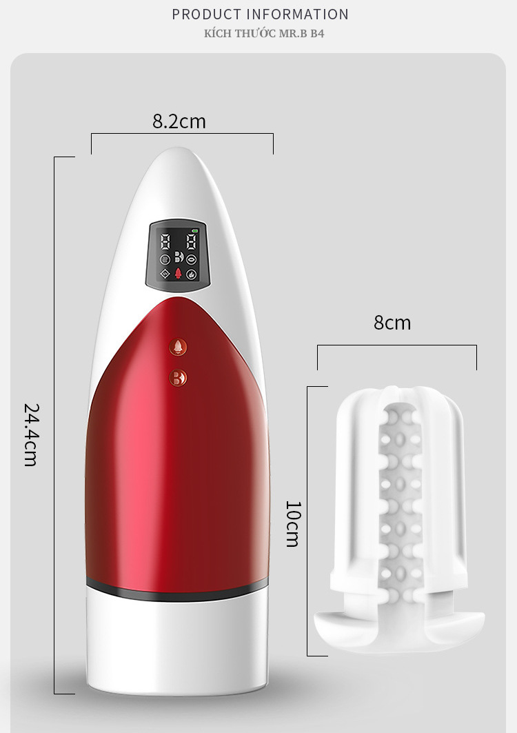 Âm đạo giả Mr.B B4 cao cấp rung hút tỏa nhiệt sấy khô tự động